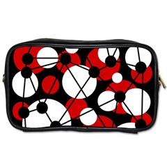 Red, Black And White Pattern Toiletries Bags by Valentinaart