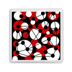 Red, Black And White Pattern Memory Card Reader (square)  by Valentinaart