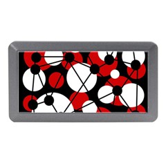 Red, Black And White Pattern Memory Card Reader (mini) by Valentinaart