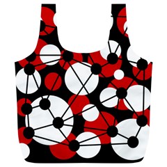 Red, Black And White Pattern Full Print Recycle Bags (l)  by Valentinaart