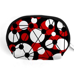 Red, Black And White Pattern Accessory Pouches (medium)  by Valentinaart