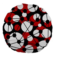 Red, Black And White Pattern Large 18  Premium Flano Round Cushions by Valentinaart