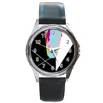 Colorful abstraction Round Metal Watch Front