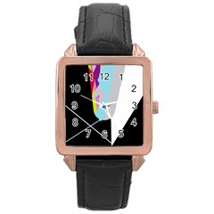 Colorful Abstraction Rose Gold Leather Watch  by Valentinaart