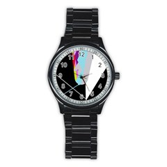 Colorful Abstraction Stainless Steel Round Watch by Valentinaart