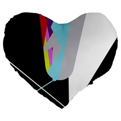 Colorful Abstraction Large 19  Premium Flano Heart Shape Cushions by Valentinaart