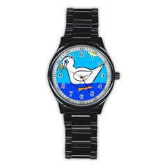 White duck Stainless Steel Round Watch