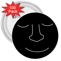 Sleeping Face 3  Buttons (100 Pack)  by Valentinaart