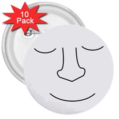 Sleeping Face 3  Buttons (10 Pack)  by Valentinaart