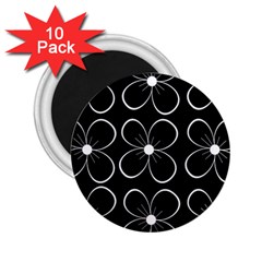 Black And White Floral Pattern 2 25  Magnets (10 Pack)  by Valentinaart