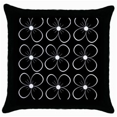 Black And White Floral Pattern Throw Pillow Case (black) by Valentinaart