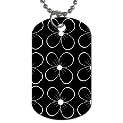 Black And White Floral Pattern Dog Tag (two Sides) by Valentinaart