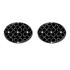 Black And White Floral Pattern Cufflinks (oval) by Valentinaart