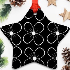 Black And White Floral Pattern Star Ornament (two Sides)  by Valentinaart