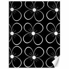 Black And White Floral Pattern Canvas 12  X 16   by Valentinaart