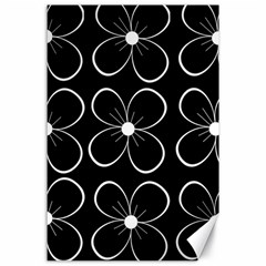 Black And White Floral Pattern Canvas 24  X 36  by Valentinaart