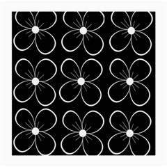 Black And White Floral Pattern Medium Glasses Cloth by Valentinaart