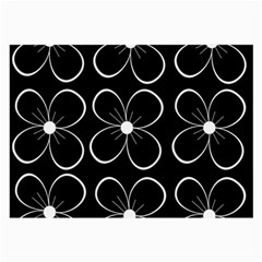 Black And White Floral Pattern Large Glasses Cloth (2-side) by Valentinaart