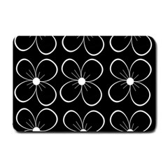 Black And White Floral Pattern Small Doormat  by Valentinaart