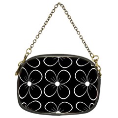 Black And White Floral Pattern Chain Purses (two Sides)  by Valentinaart