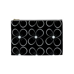 Black And White Floral Pattern Cosmetic Bag (medium)  by Valentinaart