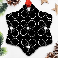 Black And White Floral Pattern Ornament (snowflake)  by Valentinaart