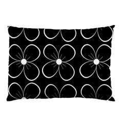 Black And White Floral Pattern Pillow Case (two Sides) by Valentinaart