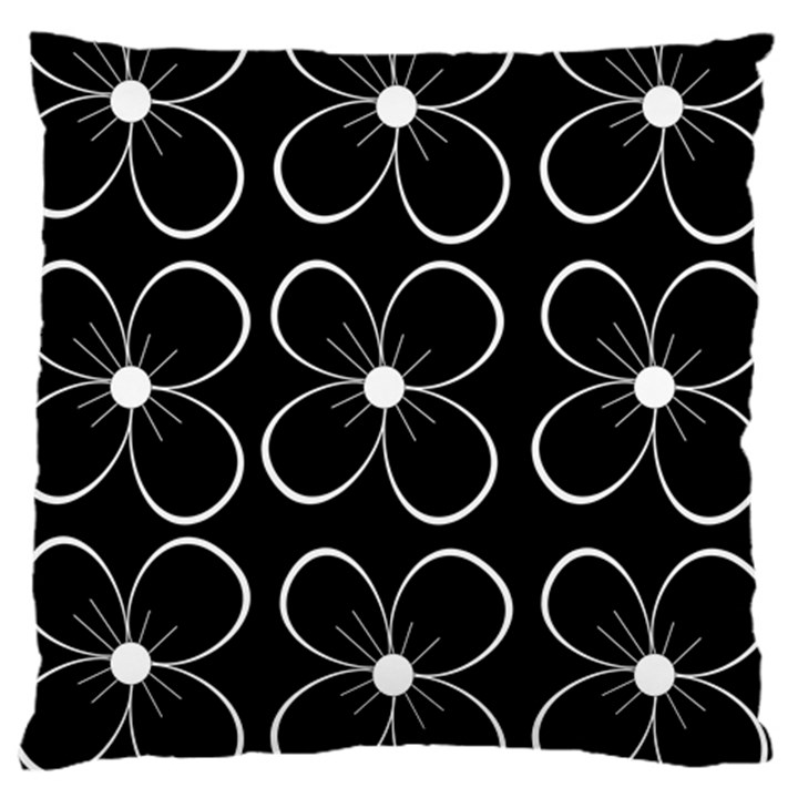 Black and white floral pattern Large Cushion Case (One Side)