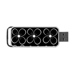 Black And White Floral Pattern Portable Usb Flash (one Side)