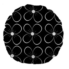 Black And White Floral Pattern Large 18  Premium Round Cushions by Valentinaart