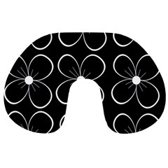 Black And White Floral Pattern Travel Neck Pillows by Valentinaart