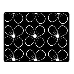 Black And White Floral Pattern Double Sided Fleece Blanket (small) 