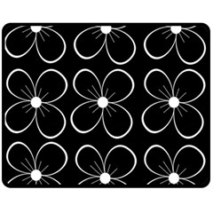 Black And White Floral Pattern Double Sided Fleece Blanket (medium) 