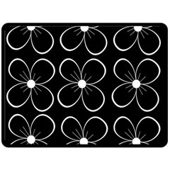 Black And White Floral Pattern Double Sided Fleece Blanket (large) 