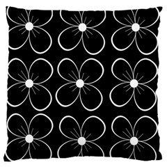 Black And White Floral Pattern Large Flano Cushion Case (two Sides) by Valentinaart