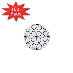 White flowers pattern 1  Mini Buttons (100 pack) 