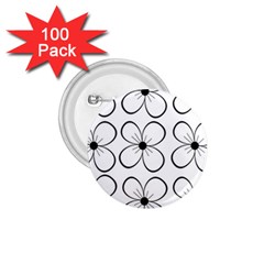 White flowers pattern 1.75  Buttons (100 pack) 