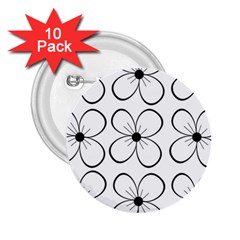 White flowers pattern 2.25  Buttons (10 pack) 