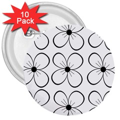 White Flowers Pattern 3  Buttons (10 Pack)  by Valentinaart