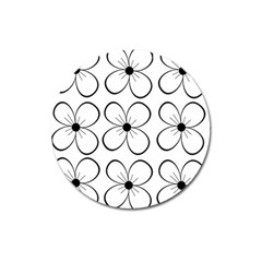 White Flowers Pattern Magnet 3  (round) by Valentinaart