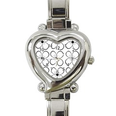 White Flowers Pattern Heart Italian Charm Watch by Valentinaart