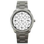 White flowers pattern Sport Metal Watch Front