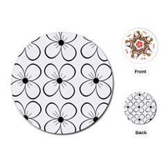 White Flowers Pattern Playing Cards (round) 