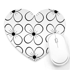 White flowers pattern Heart Mousepads