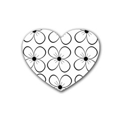 White Flowers Pattern Heart Coaster (4 Pack)  by Valentinaart