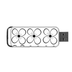 White Flowers Pattern Portable Usb Flash (one Side)