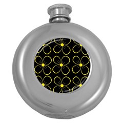 Yellow Flowers Round Hip Flask (5 Oz) by Valentinaart