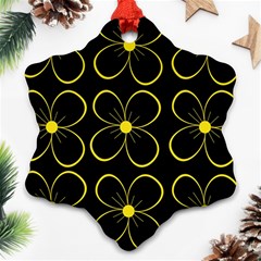 Yellow Flowers Snowflake Ornament (2-side) by Valentinaart