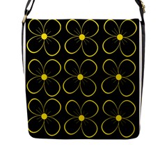 Yellow Flowers Flap Messenger Bag (l)  by Valentinaart