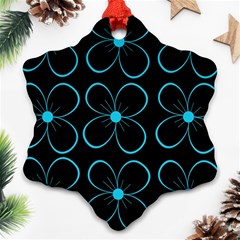 Blue Flowers Snowflake Ornament (2-side)